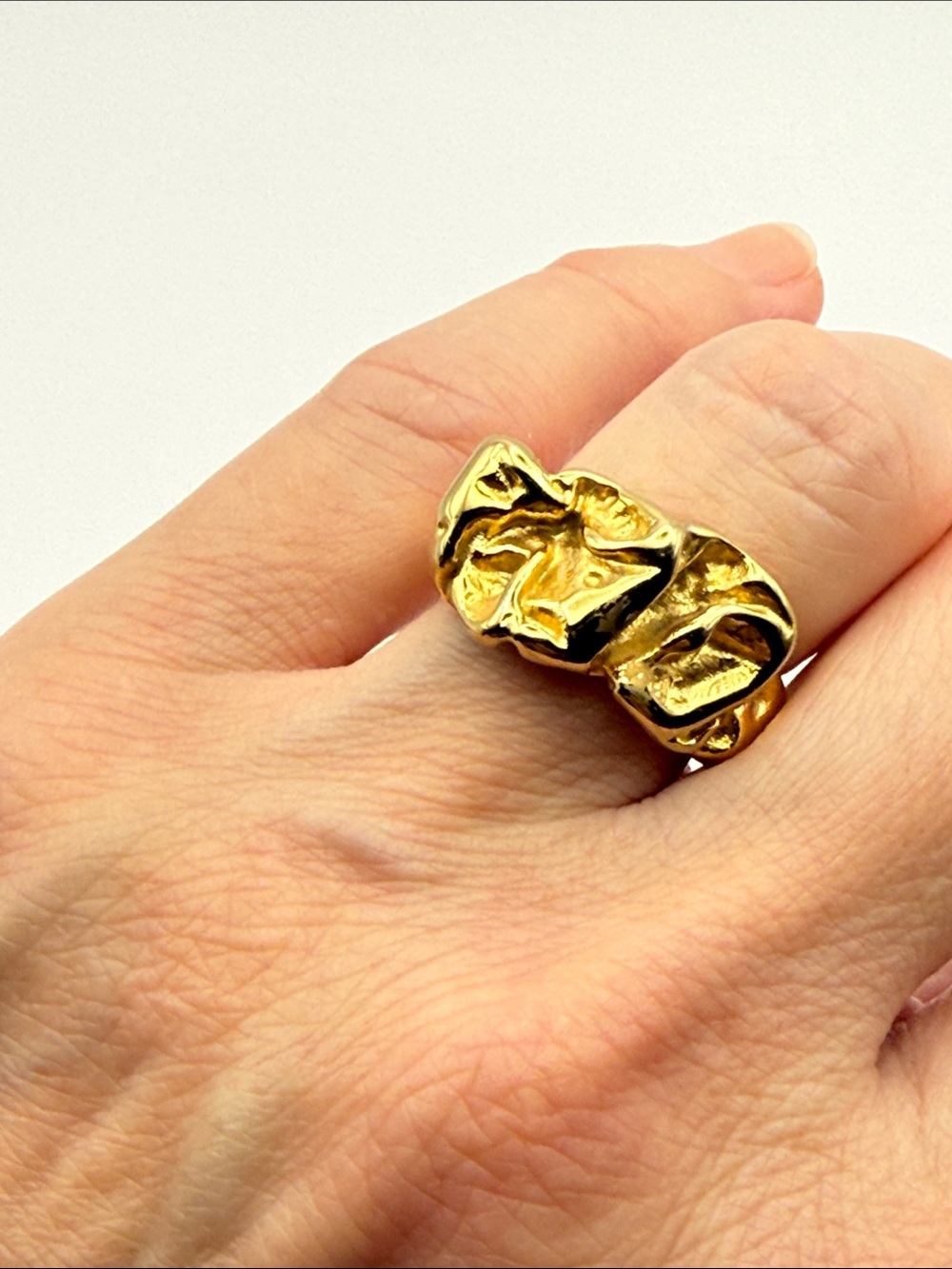 18k Gold Plated - 
Stainless Steel Open Band Ring